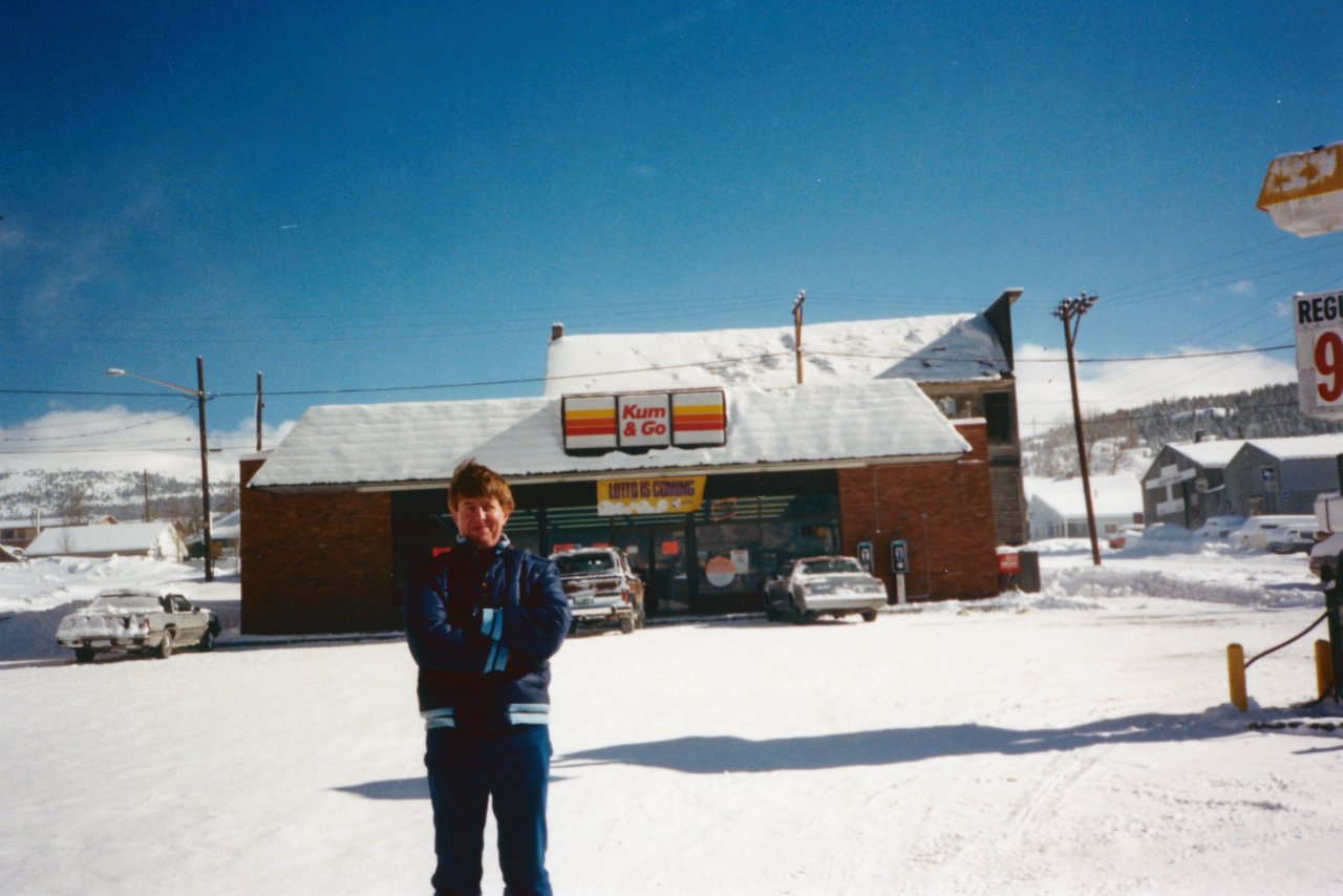 Adrian smirking at name of store 1989